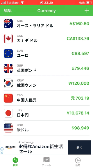 通貨を計算する＜日本円→韓国ウォン＞